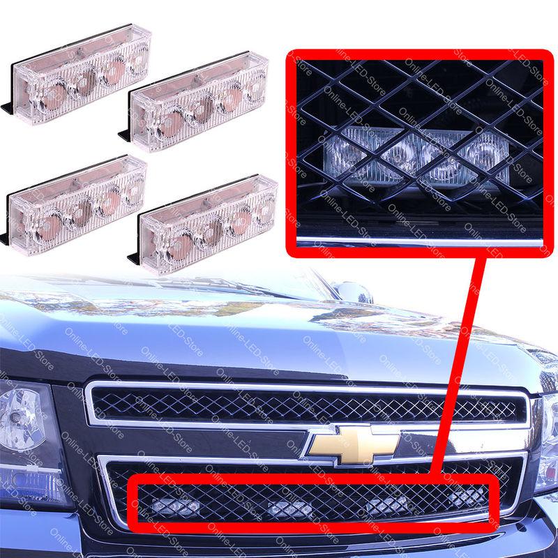 High wattage front grille 16 led emergency strobe light amber & white (gen 3)