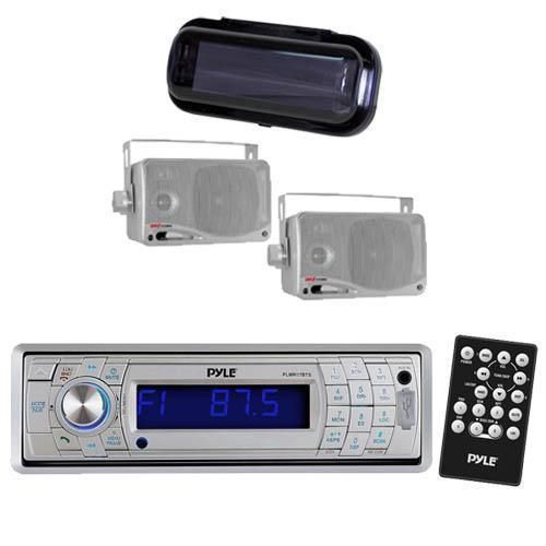 Marine plmr17bts indash mp3 media player &amp; wireless bluetooth 2 speakers + cover