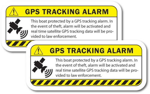 Boat warning gps tracking decal 2 pack yellow alarm anti-theft sticker free s&amp;h!