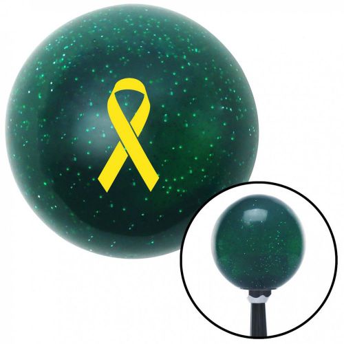 Yellow ribbon w/ overlap green metal flake shift knob with 16mm x 1.5