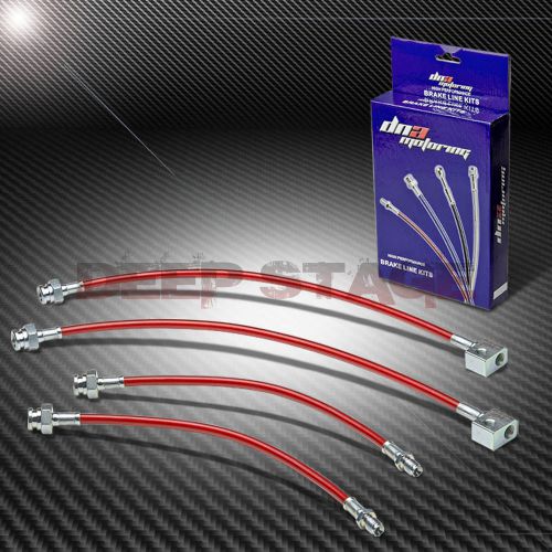 Stainless braided hose race brake line for 96-00 honda civic em1/ej 6/7/8 red