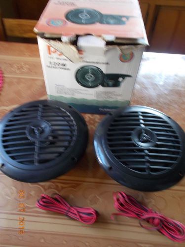 Pair of pyle 6-1/2&#034; dual cone waterproof stereo speakers, 120w, unused, worn box