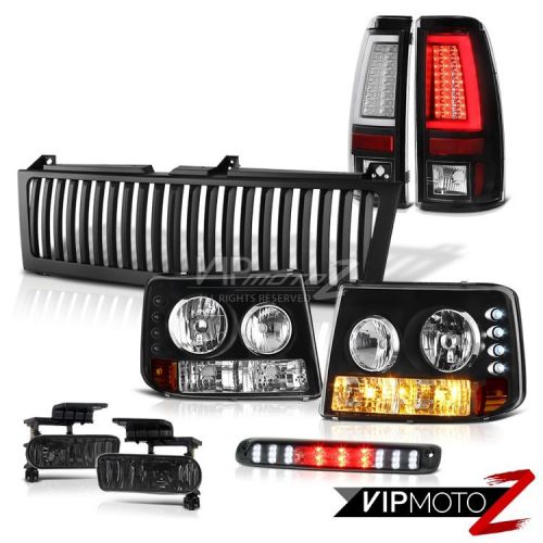 99-02 silverado 1500 black taillamps vertical grille roof cab light foglamps led