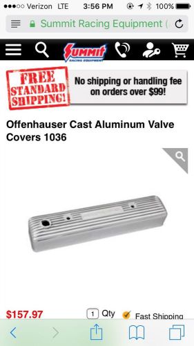 Chevy in-line 6 offenhauser cast alum. &amp; a trans dapt chrome valve cover new