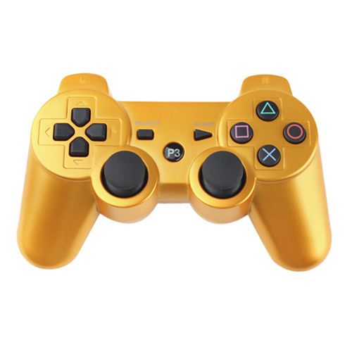 Best wireless bluetooth game console controller for sony ps3 playstation3 golden