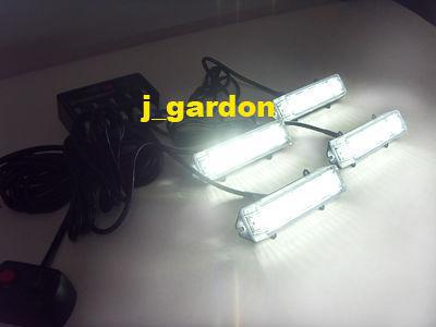 New 4x 4 led 3w emergency warning strobe white grill light j1t4x4