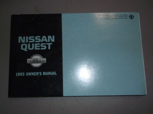 1993 nissan quest owners manual original