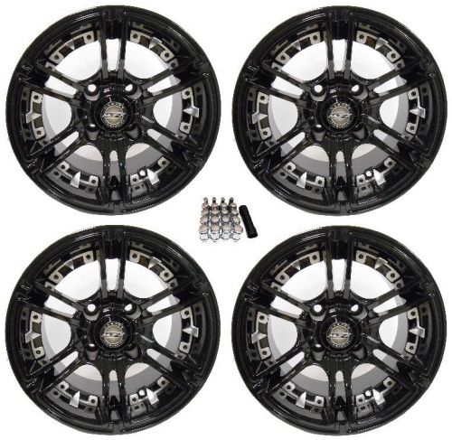 Madjax 12&#034; mirage black/silver golf cart wheels/rims yamaha