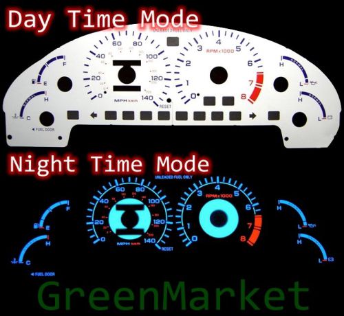 93-97 ford probe gt white face blue indiglo glow gauges