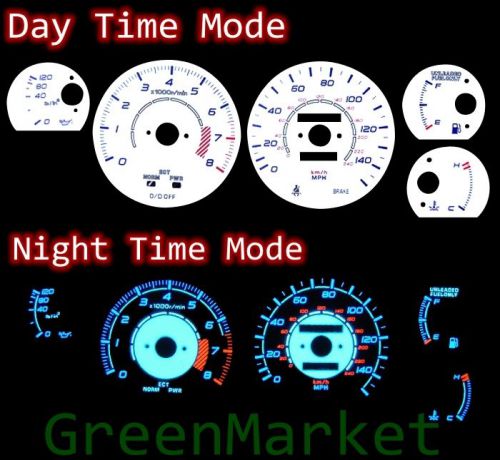 86-92 toyota supra turbo white face blue indiglo glow gauges