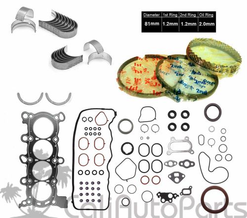 06-09 honda civic 1.8l r18a1 r18a4 graphite gasket rings main rod engine bearing