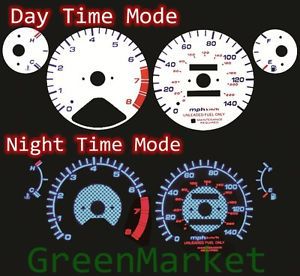 96-97 accord l4 mt/at white face blue indiglo glow gauges