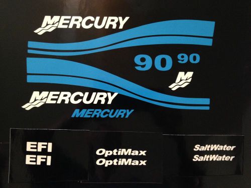 Mercury outboard decals optimax efi saltwater outboard 25 - 275 hp  light blue