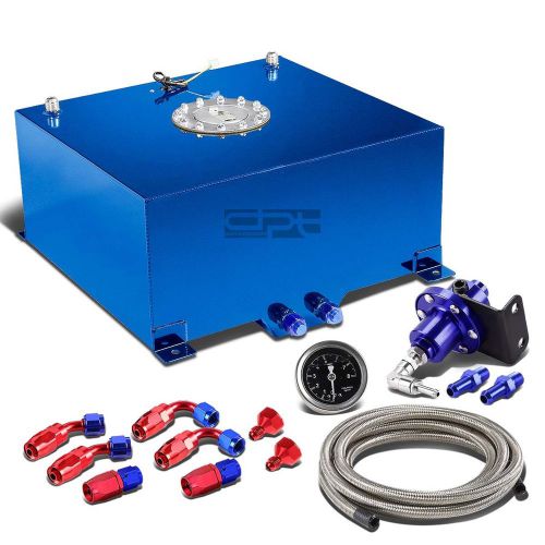 15.5 gallon/58l aluminum fuel cell tank+oil feed line+pressure regulator blue