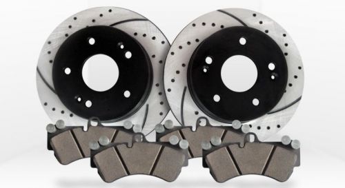 Rear kit premium performance drilled/slotted brake rotors and ceramic brake pads