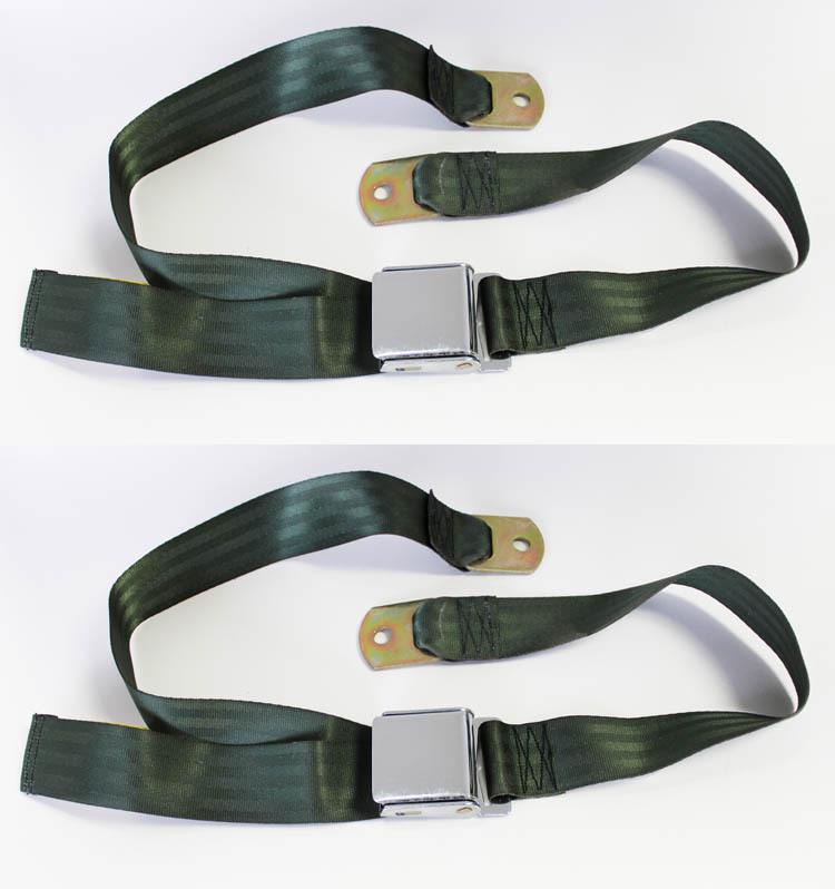 New! sunbeam tiger alpine mg green seat belts set of 2 chrome buckle pair