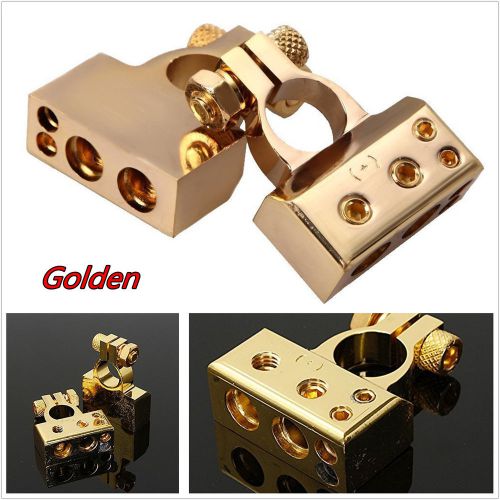 2p gold plated car audio 12v battery terminal positive/nagative clamps connector