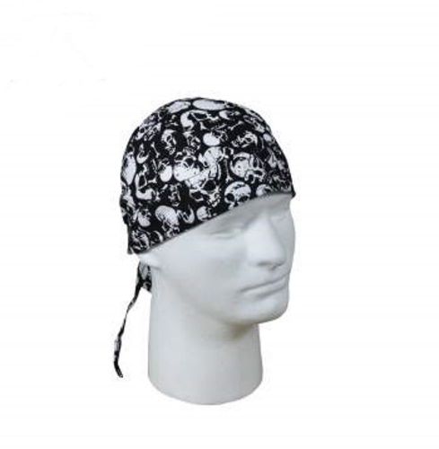 Skull pattern skull cap head wrap - biker motorcycle riding doo rag