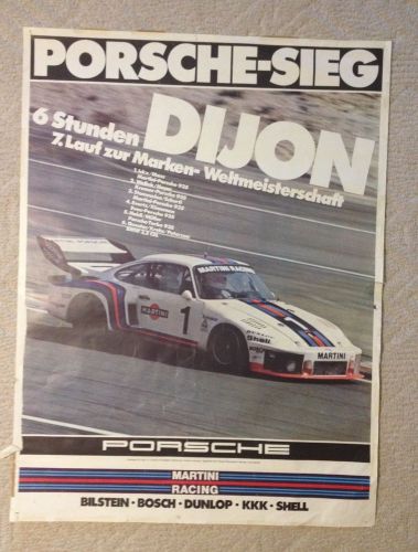 1976 original porsche sieg dijon 911 martini  factory racing poster 914 928 956