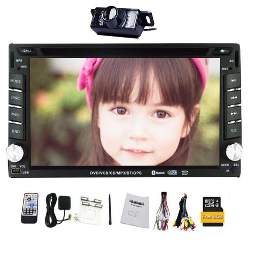 Double 2 din cd dvd player gps navigation car stereo bluetooth free camera radio