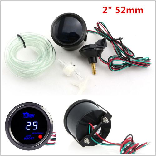 12v 2&#034; 52mm black shell car digital blue led vacuum psi turbo boost gauge meter