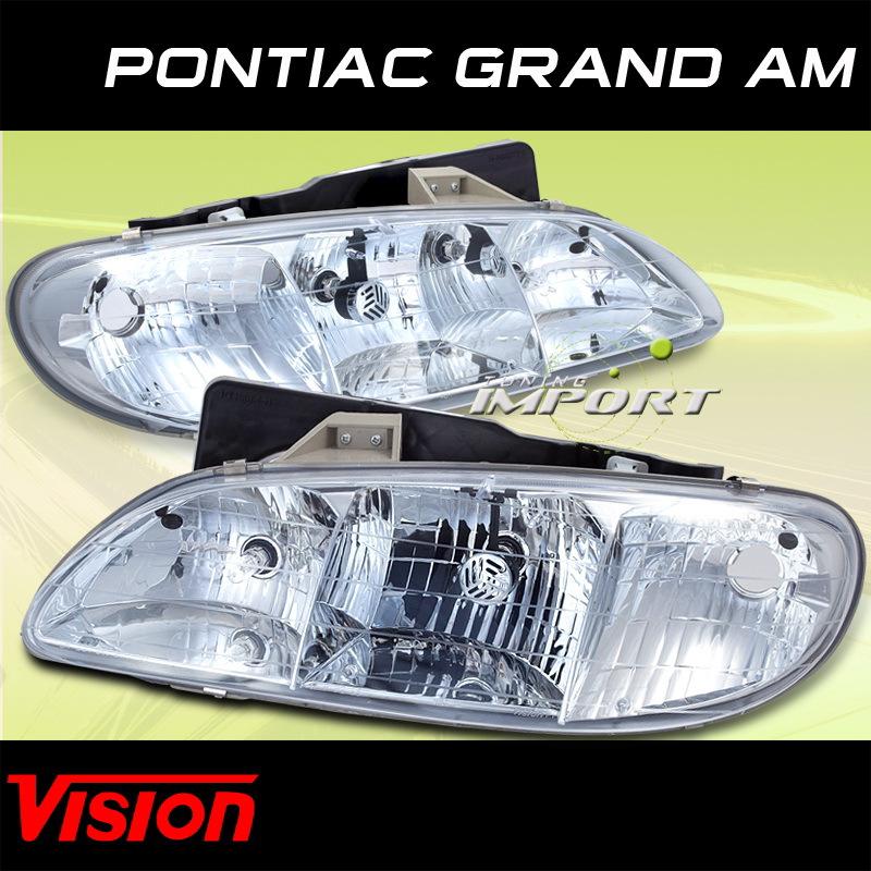 Pontiac 96 97 98 grand am replacement driver passenger headlights lamps set new