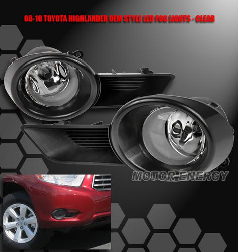 2008 2009 2010 toyota highlander bumper jdm clear fog light lamp+switch+bulb kit