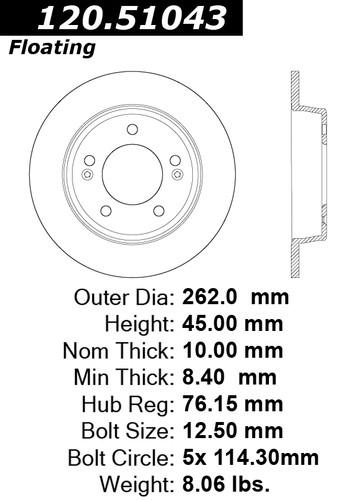 Centric 120.51043 rear brake rotor/disc-premium rotor-preferred