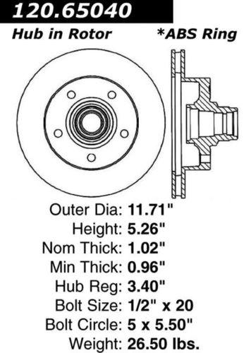 Centric 120.65040 front brake rotor/disc-premium rotor-preferred