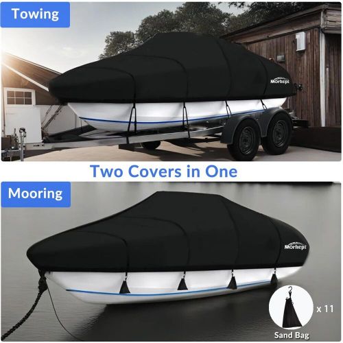 Morhept waterproof boat cover 20-22 ft upgraded bass tracker boat cover for m...