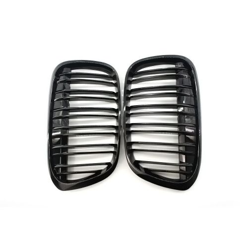 Shiny black twin slat car front kidney grille grill fit for bmw f48 f49 x1 16-17