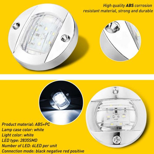 8pcs white round marine boat led stern lights transom cabin deck courtesy light