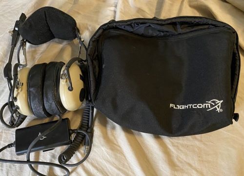 E-13 anr flightcom military headset with case and manual