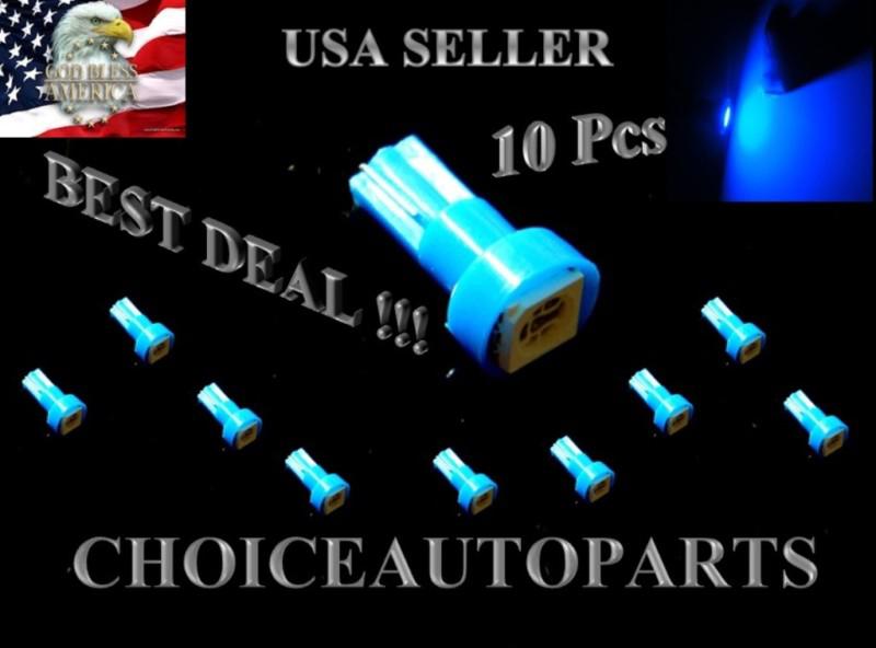 10pcs t5 5050 1smd wedge blue led dash board light bulbs 74 17 18 37 70