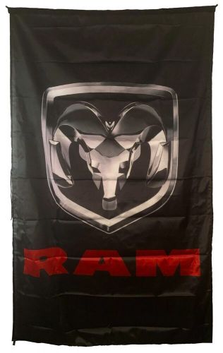 Dodge ram 3d vertical black flag banner 5 x 3 ft 150 x 90 cm