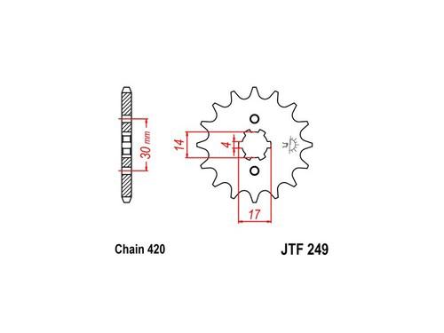 Jt sprockets 420 steel alloy front sprocket 14t  jtf249.14