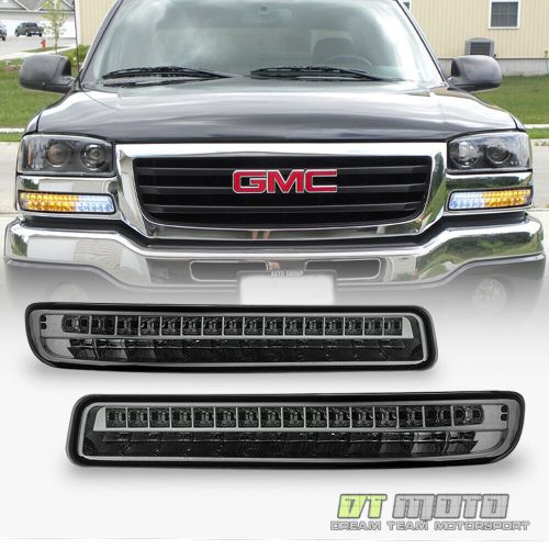 [smoke lens] 1999-2006 gmc sierra yukon amber/white signal parking bumper lights