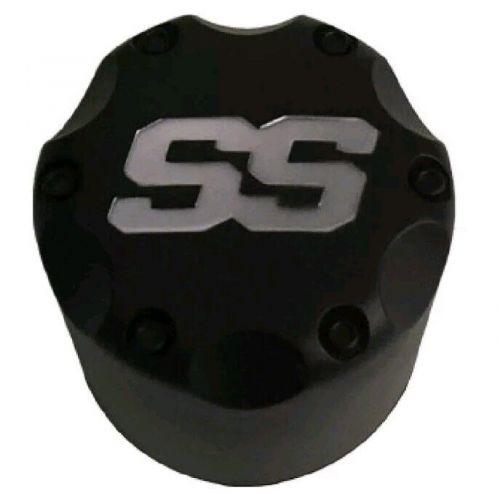 Set of 4 - 2.65 inch golf cart snap in wheel center caps (matte black ss)