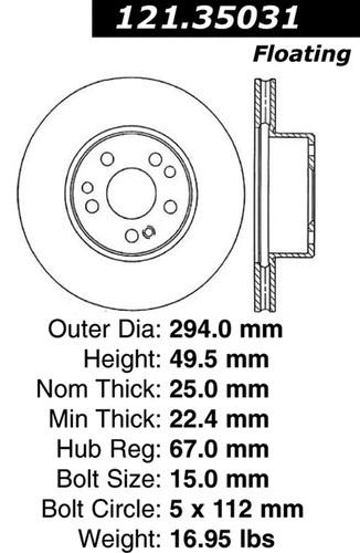 Centric 121.35031 front brake rotor/disc-c-tek standard rotor