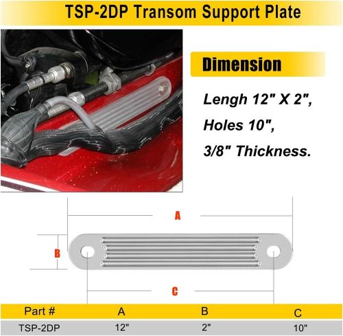 Tsp-2dp marine transom support plate for lower bolt holes (12&#034; x 2&#034; holes 10&#034;)