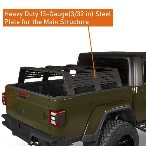 For jeep gladiator jt &amp; toyota tacoma off-road adjustable truck bed cargo rack