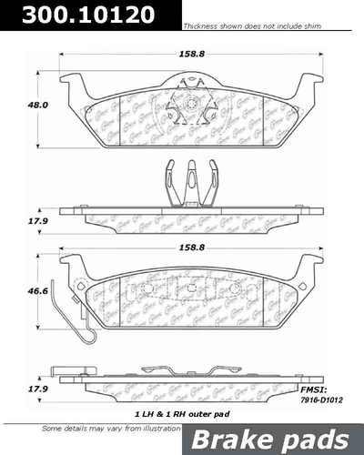 Centric 300.10120 brake pad or shoe, rear-premium semi-met pads w/shims