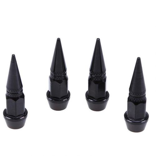 4pcs black aluminum metal spike wheel/tire valve stem car-truck air caps covers