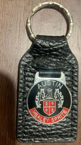 Austin healey sprite (bugeye frogeye) logo key ring / fob - leather and enamel