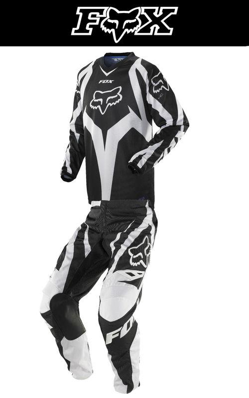 Fox racing hc jersey & 180 pant race black white combo kit dirtbike atv mx 2014