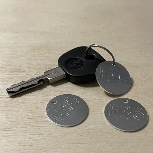 Bmw e36 3 series aluminum 1” engraved round keychain accessory