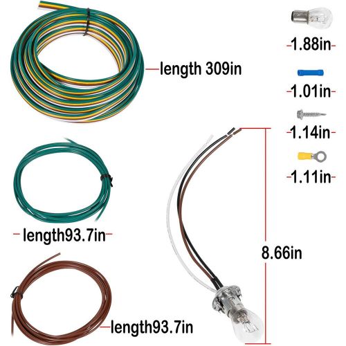 Bx8869 bulb &amp; socket tail light wiring kit formost vehicles, trailer accessories