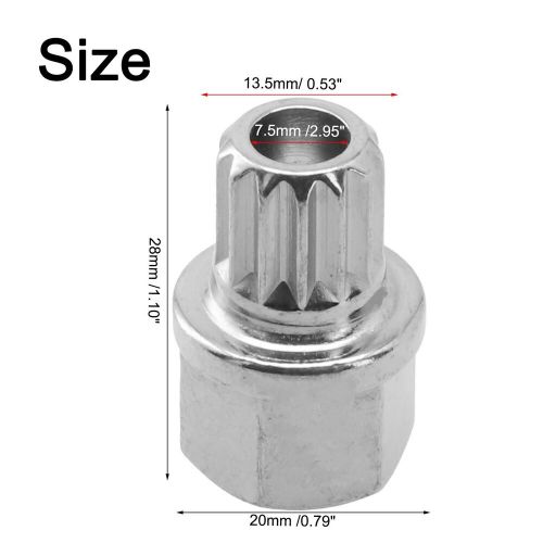 Steel wheel lock lug nut 1pc 1x 20x28mm 30/13pt anti theft car for