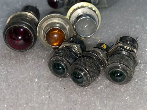 8pcs dialco dialight panel indicator lamps amber red green white glass lens