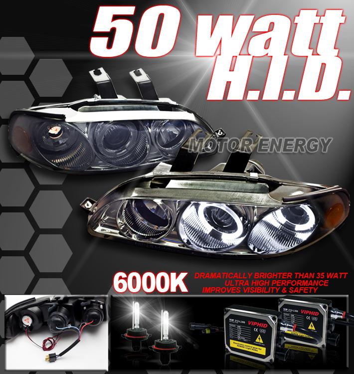 92-95 honda civic jdm projector headlight+50w hid smoke